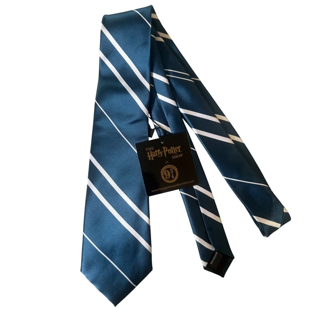 Harry Potter Shop Platform 9 3/4‎ Ravenclaw Blue White Striped Necktie NWT New